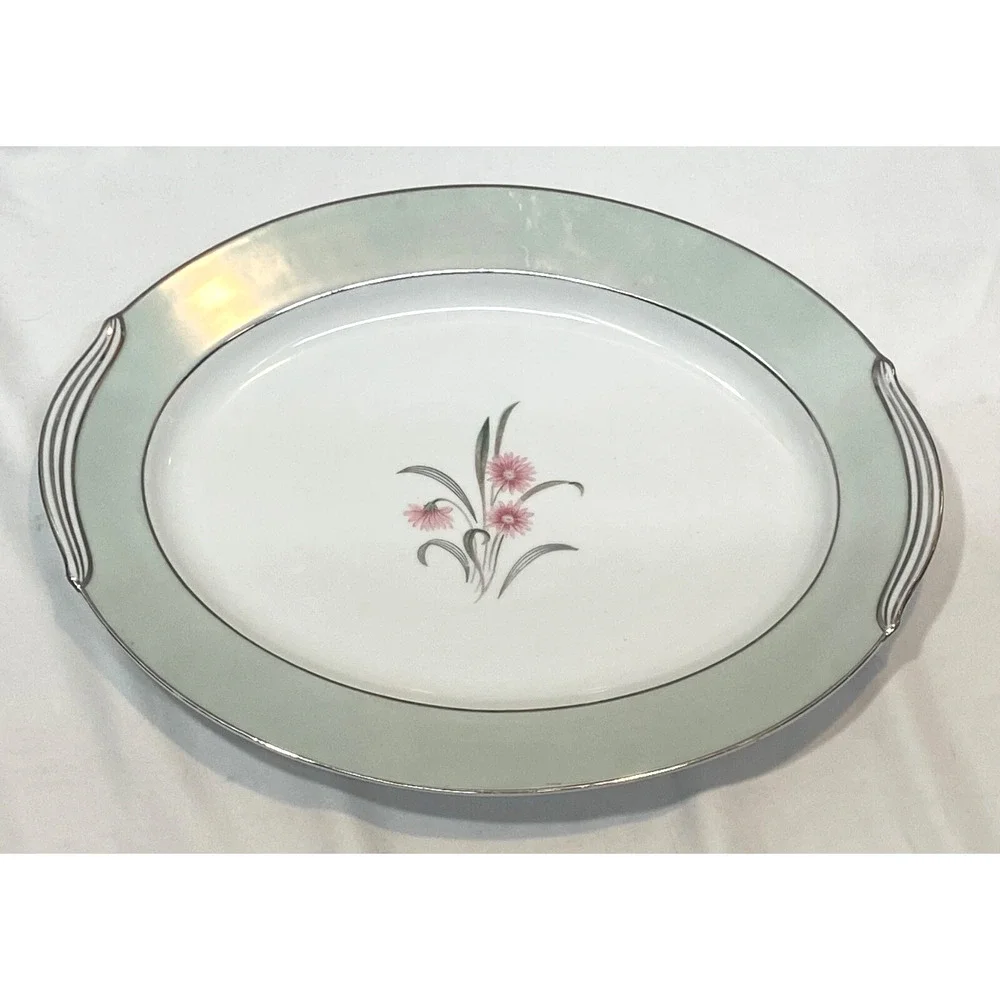 Noritake Porcelain China Regina w/Platinum Large Platter 13.5